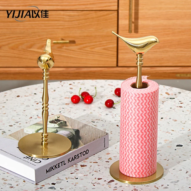 Gold Paper Towel Holder Standing Paper Towel Roll Holders With Weighted  Walnut Base For Kitchen Bathroom Paper Towel Holder - AliExpress