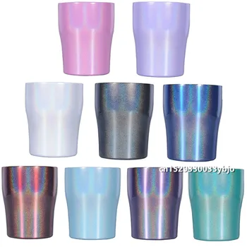 

100pcs 10oz Wine Tumbler Double Wall Stainless Steel Kids Rainbow Glass Tumbler Vacuum Insulated Travel Cups glittering Milk Mug