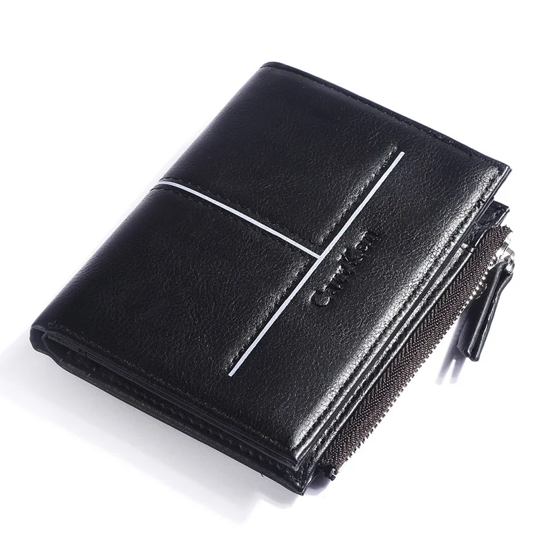 

New Business Casual Mens Wallet PU Leather Men Wallets Purse Short Male Clutch Leather Wallet Mens Money Bag Card Bag Zipper