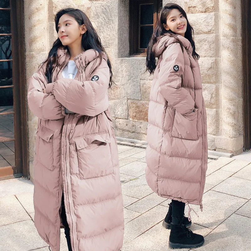 

Photo Shoot 2018 Winter New Style Korean-style Loose-Fit Two-color Hooded Zipper Mickey Mid-length Cotton Coat Women's