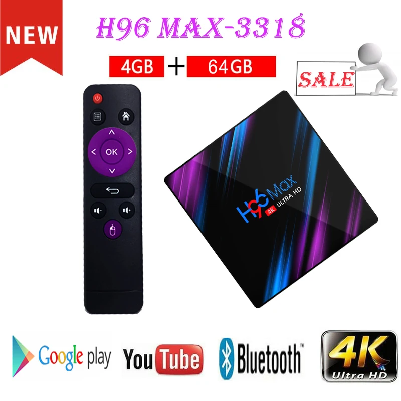 

H96 Max 3318 Android 9.0 HD Smart TV Set Top Box RK3318 Quad-Core 64bit Cortex-A53 WiFi 2.4G/5G Bluetooth 4.0 Smart Media Player