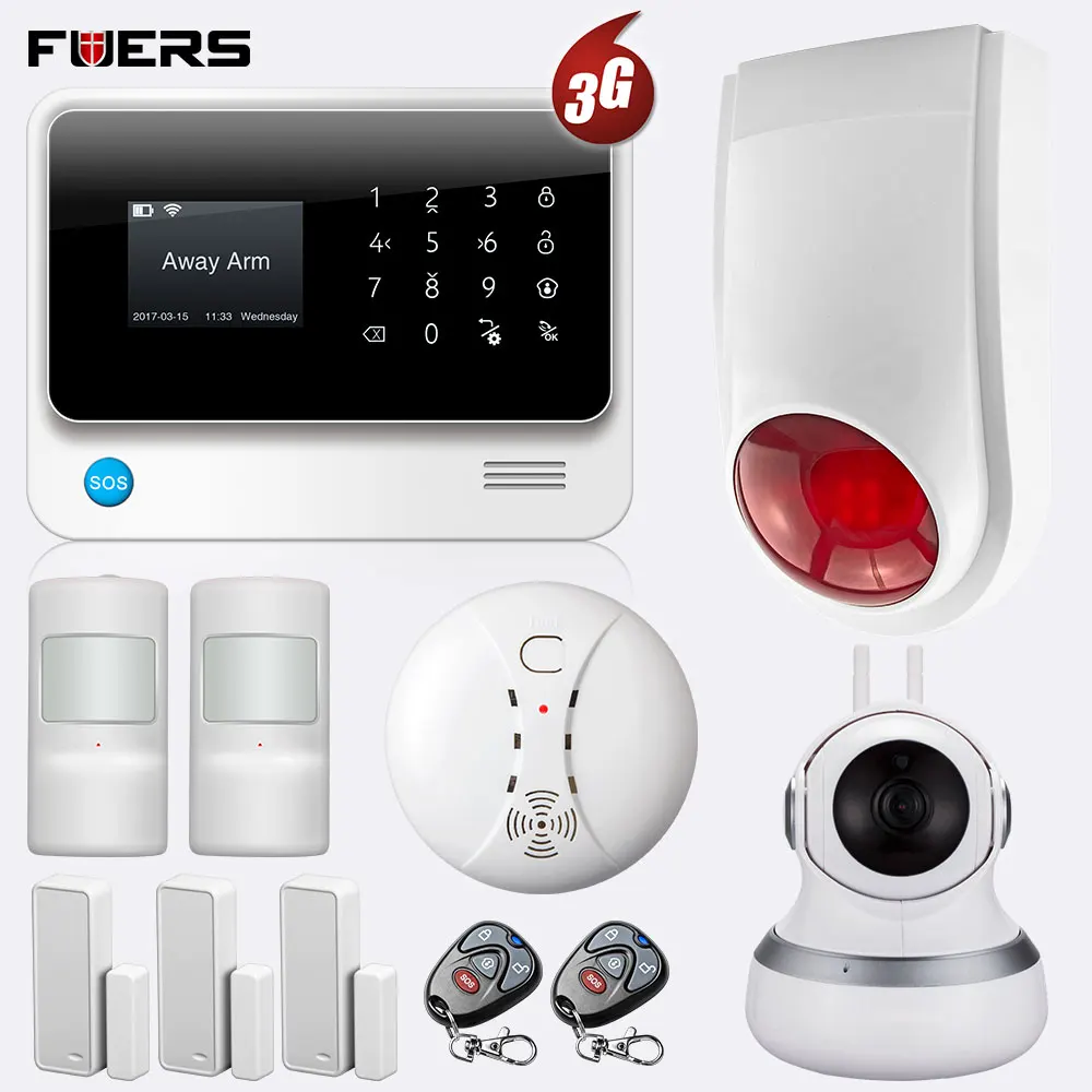 FUERS Новинка белый 3g G90B 2,4G WIFi GSM Беспроводная Домашняя безопасность с экраном дисплей приложение контроль системы сигнализации наборы