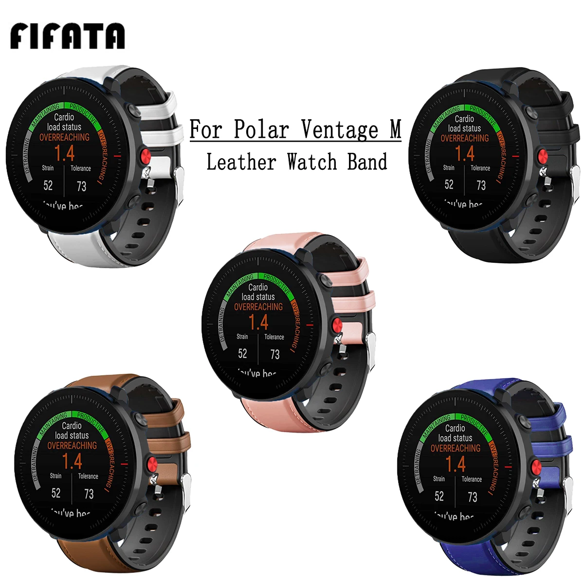 

FIFATA 22MM Leather + Silicone Double layer Watch Strap For Polar Vantage M Sport Watch Wristband For Huami Amazfit GTR Watch