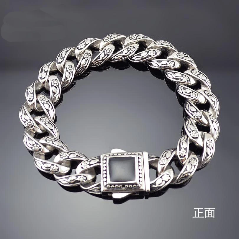 Топ продаж, стильный мужской браслет из нержавеющей стали 316L с черным маслом и розой, Байкерская цепочка