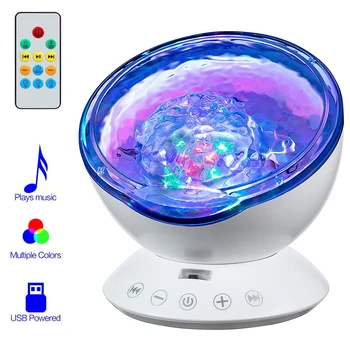 

Ocean Wave Projector Light Remote Control 7 Colors Change Built-In Music Player For Relaxing Ambiance In Bedroom Kid's Room D30