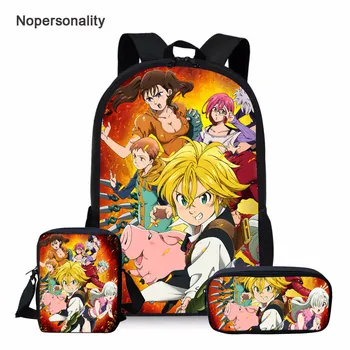 

Nopersonlity Anime Seven Deadly School Bag Set for Teen Boys Cool Middle School Children Bookbags High Kids Schoolbags