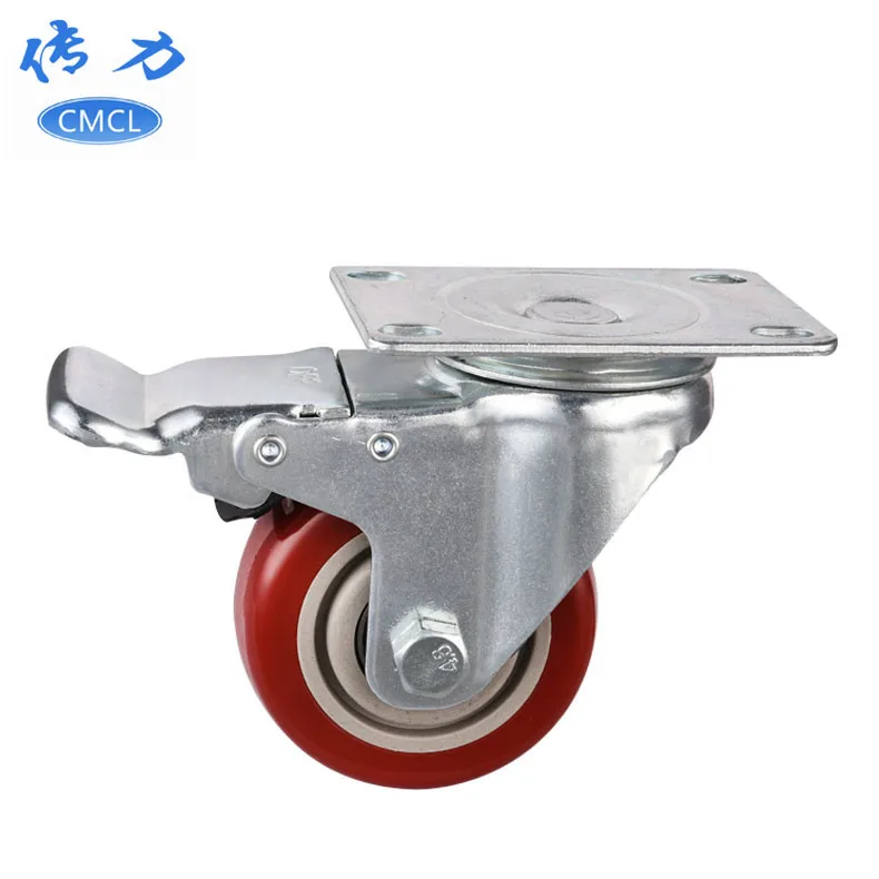 

Manufacturers Direct Selling 3-Inch Universal Casters with Brake Medium Bordeaux Double Bearing Mute Wheel pvc wanxiang Wheels