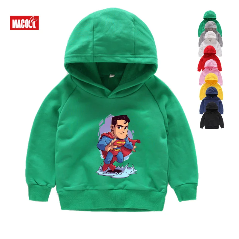 Boys Clothes Autumn Cartoon Superman Spiderman Captain America Print Hoodies Tops for Boy Girls Clothing Funny White Hoodies 8T - Цвет: Kids Hoodies