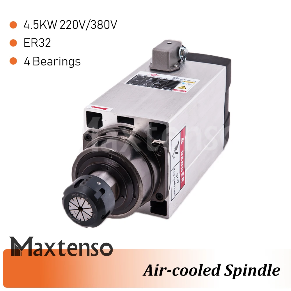 MAXTENSO 4.5KW 220V 380V Air cooling Spindle Motor CNC Router ER32 collet Air-cooled spindle for Engraving Milling Machine GDZ