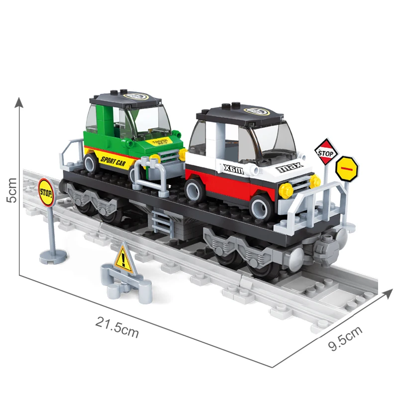 Günstige AUSINI Zug Eisenbahn Stadt Bausteine Spielzeug für Kinder Züge Modell Konstruktor Eisenbahn Auto Arbeiter Mini Figuren Jungen Spielzeug