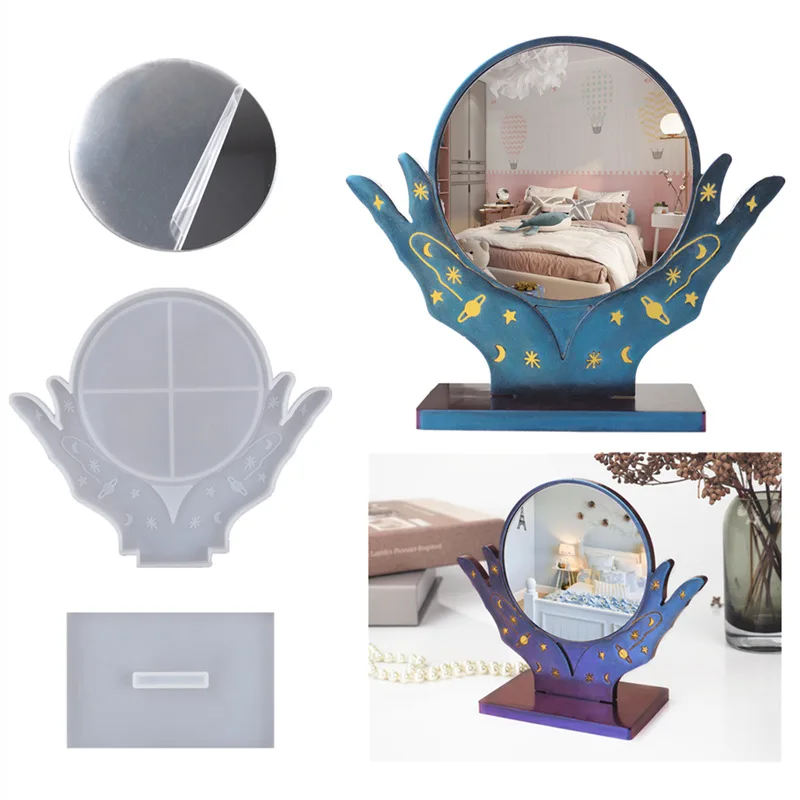 

Round Cosmetic Mirror Resin Silicone Mould DIY Handmade Tool Crystal UV Epoxy Resin Silicone Mold Home Tabletop Ornament