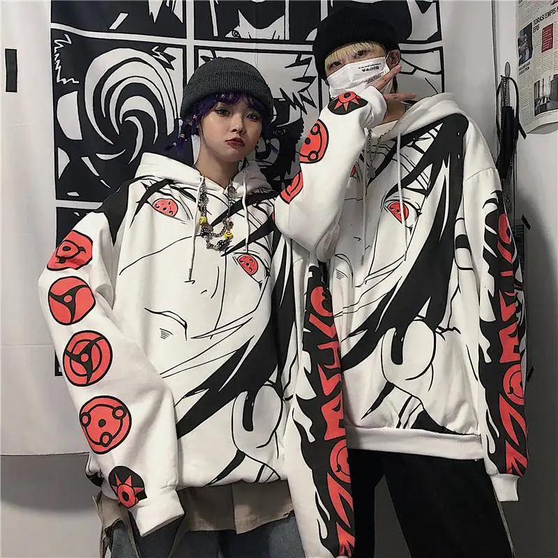 Anime Naruto Hoodies Streetwear Couple Winter Coat Fashion Loose Cartoon Sasuke Japan Hoodie Sweatshirt Unisex Hoodie Men Womens