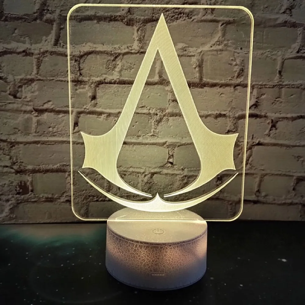 3d светодиодный Ночной светильник с логотипом игры Assassins Creed, Ночной светильник, подарок для детской спальни, Декор, меняющий цвет, для детской комнаты, лампа 3d