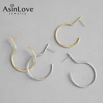 

AsinLove Real 925 Sterling Silver Minimalist Geometric 18K Gold Half Round Drop Earrings for Women Gifts Handmade Fine Jewelry