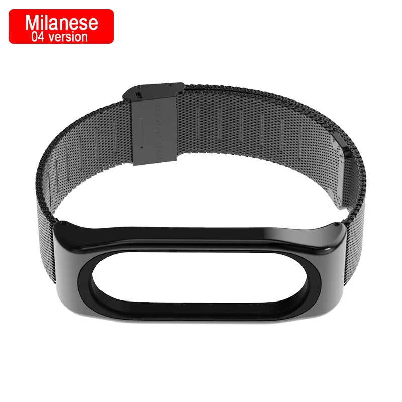 Milanese04 Black Mi jobs металлический ремешок для mi Band 4 ремешок Безвинтовой браслет из нержавеющей стали для Xiaomi mi ремешок 4 Металлический сменный ремешок - Цвет: Milanese04 Black
