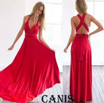 

Sexy Women Formal Wedding Bridesmaid Halter Backless Sexy Fashion Long Evening Party Prom Gown Dress