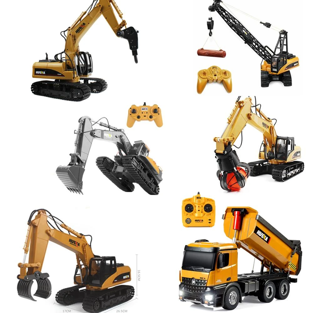 HUINA 1582 1:14 RC Truck Alloy Model Engineering Remote Control Car 2.4G  Radio Controlled Vehicle 10 Channel Dump Excavator Toy