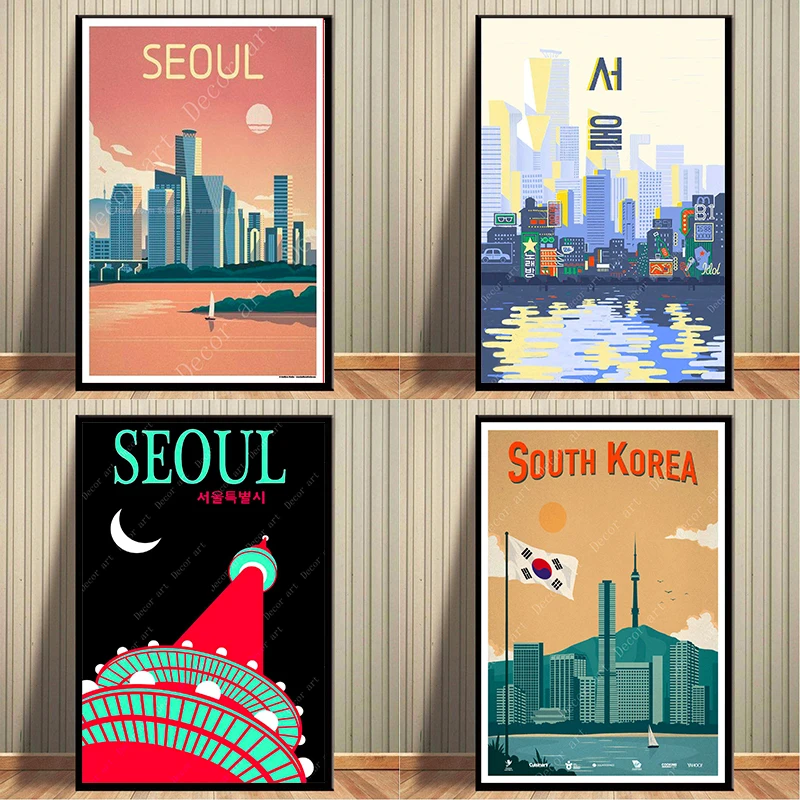 Южная Корея путешествия холст картины винтажные настенные крафт-плакаты с покрытием наклейки на стену украшение дома подарок