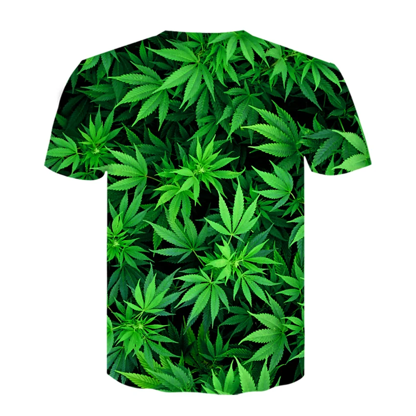 Summer New T-shirt Fashion Men's and Women's Harbin tshirt Green Weeds 3DPrinted Fashion Top Cool Green Leaf T-shirt weed skull