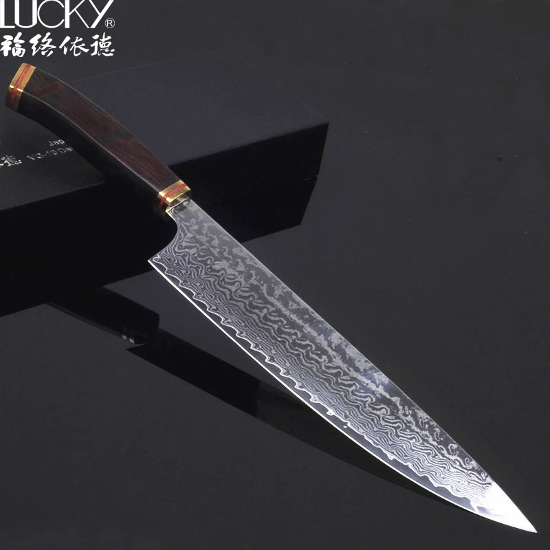 10'' Damascus Chef Knife for Kitchen High Carbon Japanese VG10 Steel Gyuto Meat Cutter Chop with Sandalwood Handle 46.1 | Дом и сад