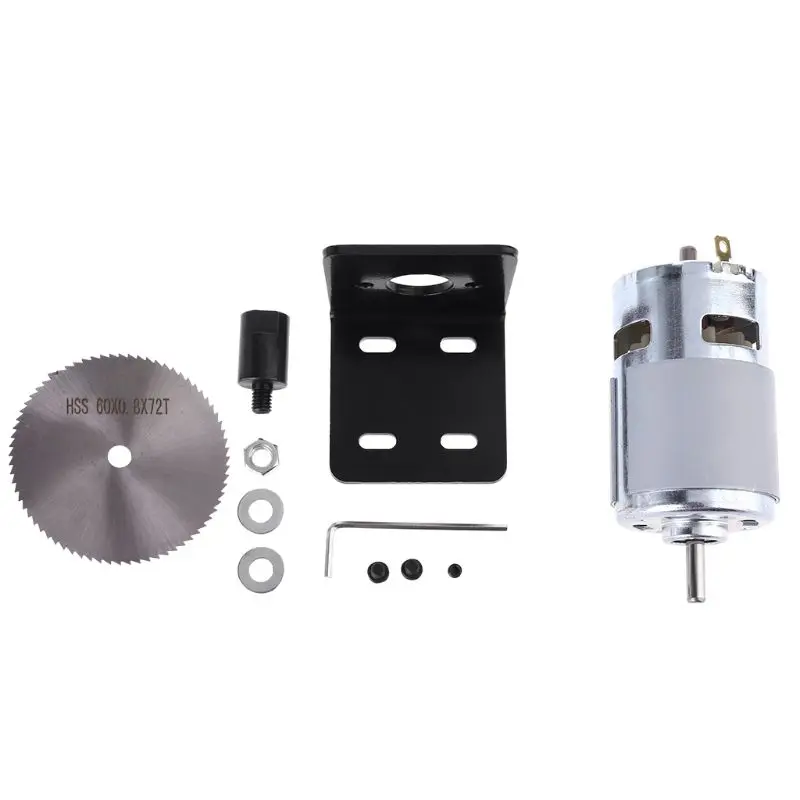 

DC 12V 775 Motor Table Saw Kit with Ball Bearing Mounting Bracket Saw Blade for Woodworking Cutting Polishing Engraving