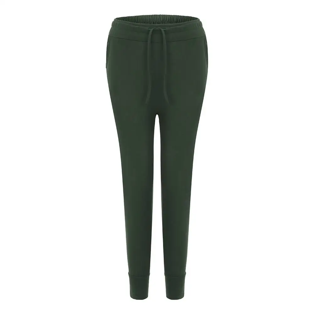 Plus Size Women's Stretchy Soft Sport Pant With Pocket Casual High Elastic Waist Loose Trousers For Outdoor Running Sweatpants - Цвет: Army green