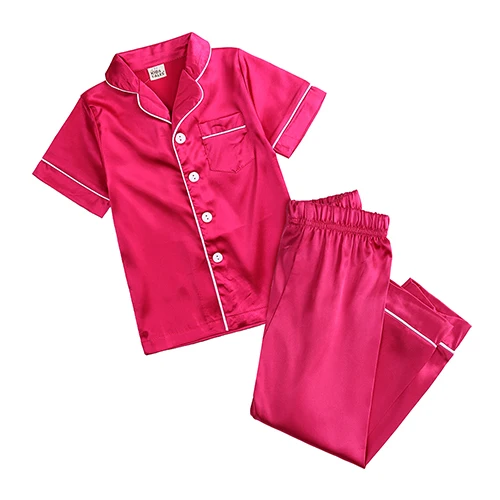 custom pajama sets	 Add Your Own Text And Design Customizing Pajama Sets for Girls Silk Satin DIY Logo Solid Nightgown Children Sleepwear for Boys pajama sets cute	 Sleepwear & Robes