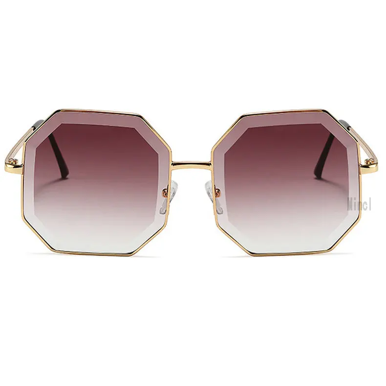 Rimless Luxury Square Sunglasses Women Brand Designer Retro Frameless Big Flowers Sun Glasses Vintage Oversiezd Glasses FML - Lenses Color: red