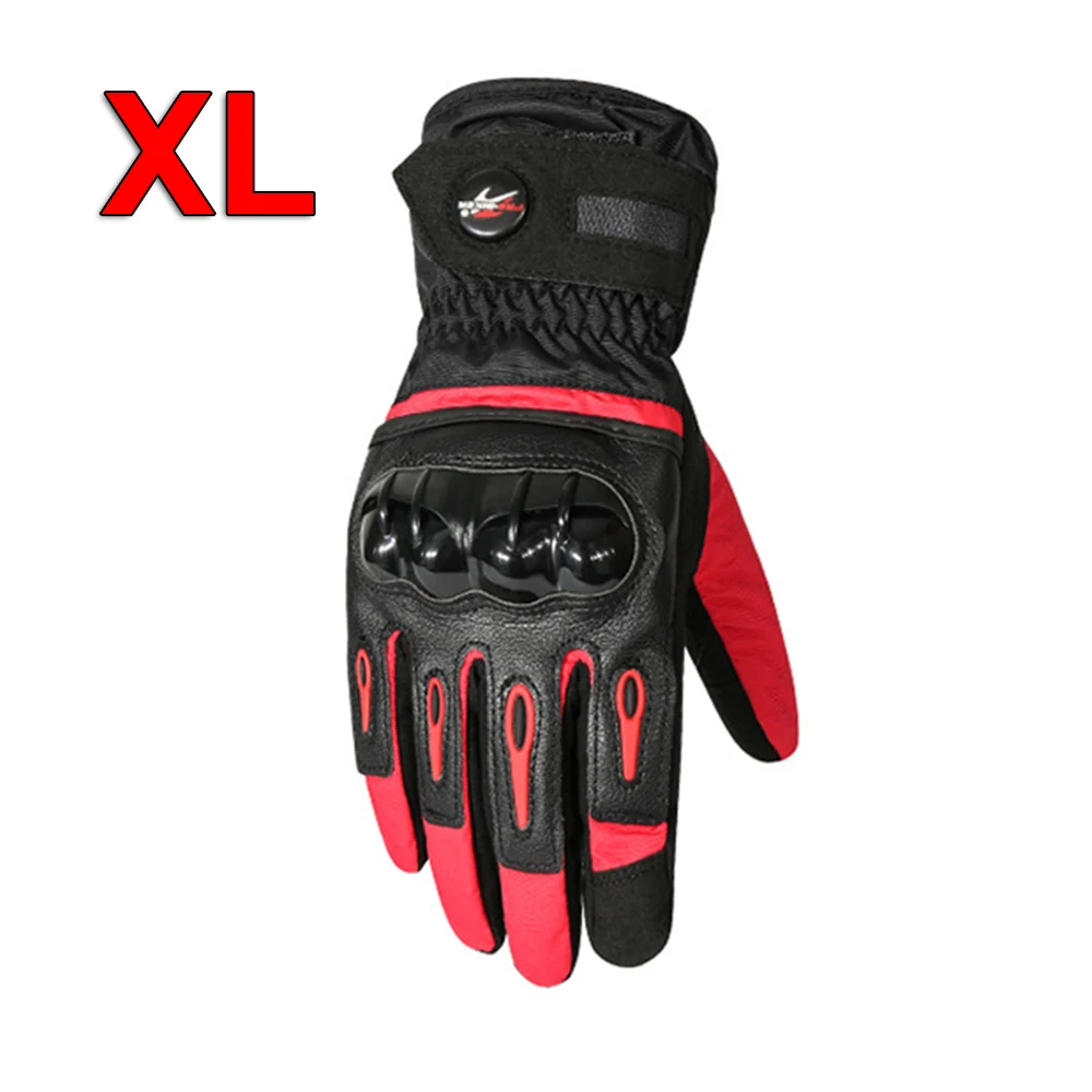 Мотоцикл Guantes теплый водонепроницаемый Защитное снаряжение сенсорный экран зимние мотоциклетные гоночные перчатки для верховой езды ветрозащитный - Цвет: Red XL