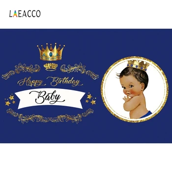

Laeacco Birthday Photozone Angel Crwon Little Boy Photo Backgrounds Custom Photography Backdrops Baby Shower Photophone Banner
