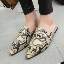 BYQDY Leopard Women Slingbacks Shoes Pointed Toe Mules Spring Summer Shoes Flat Ladies Casual Shoes Sexy Female Flats For Girls