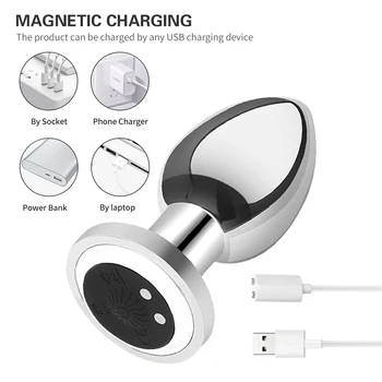 Metal Material Anal Plug Vibrator Remote Control Prostate Massager Sex Machine Female Masturbation Tool Adult Toys for Couple 5