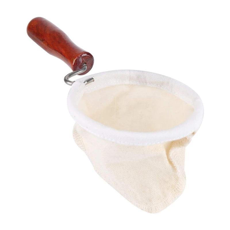 

Reusable Coffee Filter Bag Flannel Cloth Handmade Coffee Filter Strainer with Wood Handle Filter Packs Pot Mesh Basket Tools