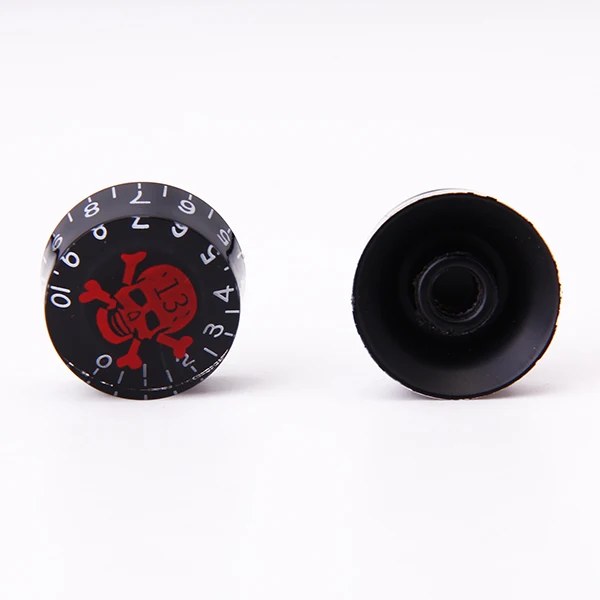 3pcs Black Speed Control Knobs for Electric Guitar w/ Red Skull Head Crossbones