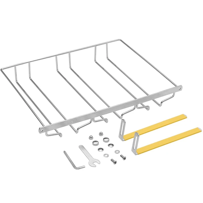 

Wine Glass Rack - Storage Stemware Holder Under Cabinet 3 Rows Hanger Organizer Hanging Shelf for Bar Kitchen 2