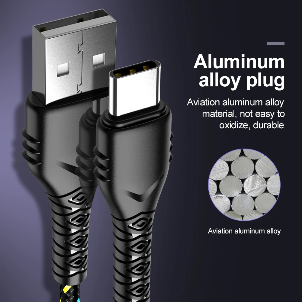 OLAF 2 м usb type C кабель для samsung S9 S8 Быстрая зарядка type-C мобильный телефон зарядный провод USB C кабель для Xiaomi Mi A2 Oneplus 6t