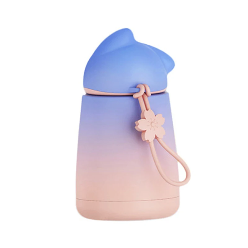 blue 1 300ml Бутылка для воды с кошкой, для девушек, женщин, для влюбленных, горячая бутылка для воды из нержавеющей стали, для кофе, молока, милая бутылка для воды, для девочек-подростков, посуда для напитков - Цвет: blue 1 300ml