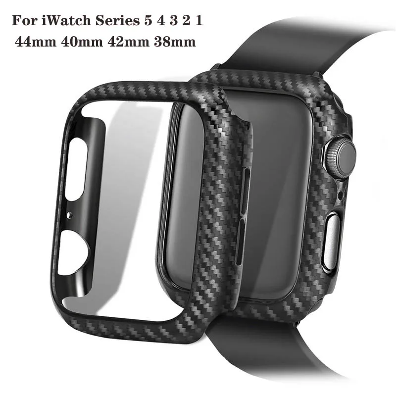 

Carbon Fiber Case For Apple Watch5 4 3 2 1 iWatch case 42/ 38mm 44/40mm bumper Protectivey PC Ultra Thin Lines shell watch case
