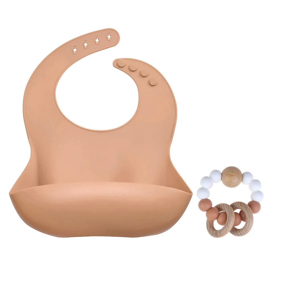 Sage Bib & Rattle Set-Muted