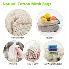 Многоразовая сумка на шнурке, хлопок, фрукты, овощи, Сетчатая Сумка, кухонная сумка для хранения, моющаяся