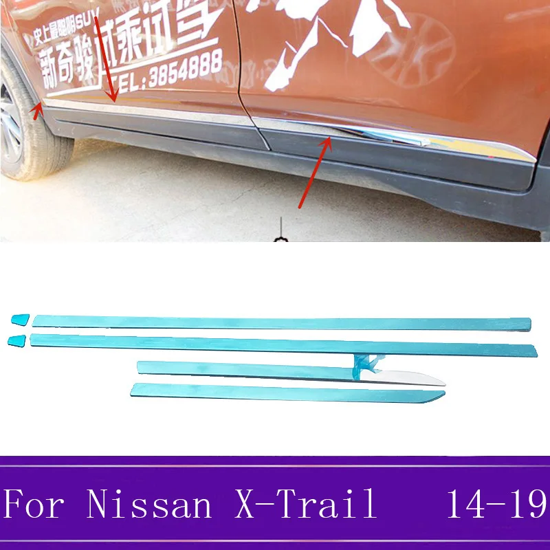 6Pcs Car Side Door Trim Strip Molding Stream Lamp Panel Bumper Hoods Styling For Nissan X-Trail T32 Rogue 2014-2019 f | Автомобили и
