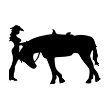 Autocollant en vinyle de style classique, 16x10.3cm, créatif et attrayant, pour fille, cheval, fenêtre de voiture occidentale