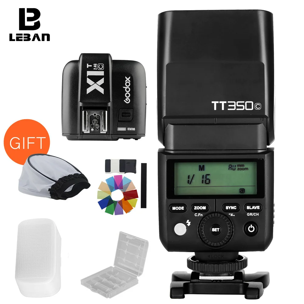 Вспышка Godox TT350C TT350N TT350S TT350F TT350O TTL HSS 1/8000s с передатчиком X1T для Canon Nikon Sony Fuji Olympus |