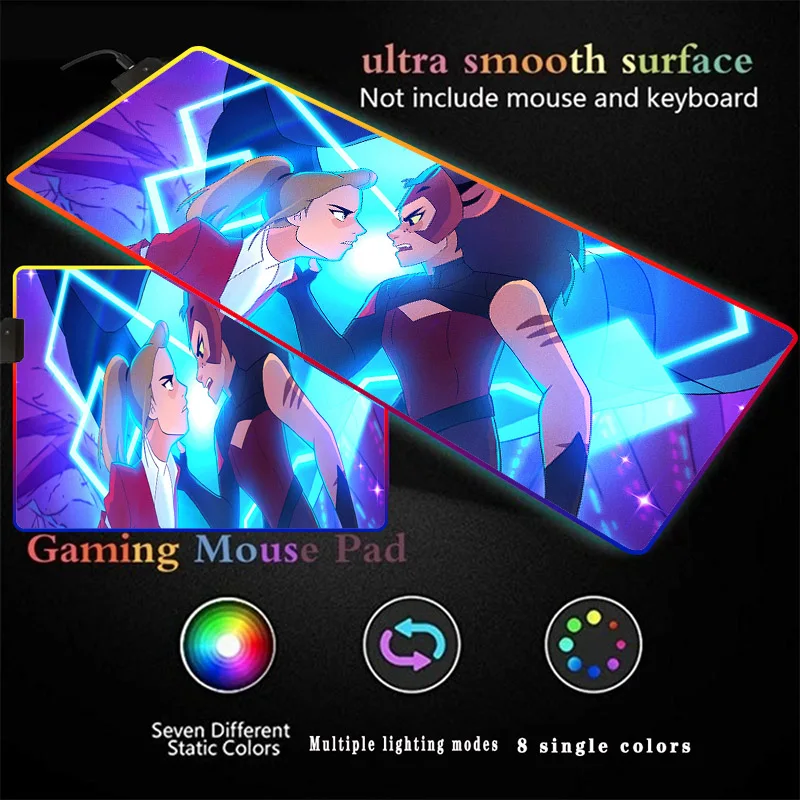 

LED Light Mousepad RGB Keyboard Cover Desk-mat Colorful Surface Mouse Pad Waterproof Multi-size Anime Computer Gamer for CS Dota