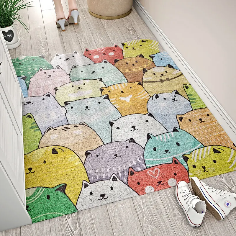 Customizable floor mats, home passage carpets, door dustproof floor mats, cartoon pattern PVC wire ring kitchen floor mats