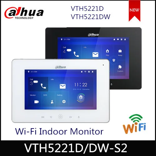 Dahua Video Intercoms WiFi Indoor Monitor 7\ TFT Touch Screen VTH5221D VTH5221DW for IPC surveillance Micro SD card Doorbell