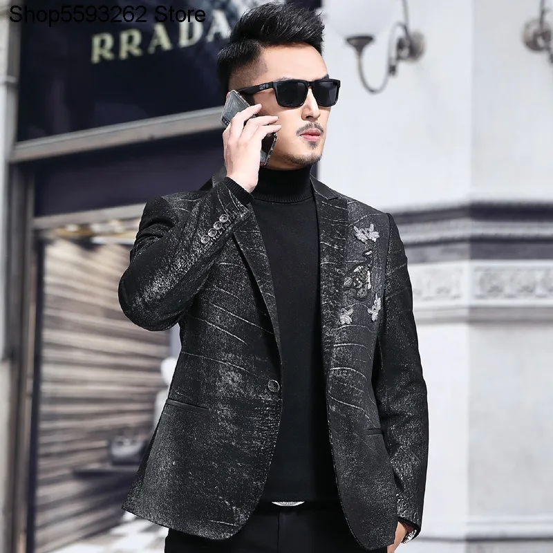 

Genuine Leather Leather Coat Slim Fit Handsome Single Leather Suit Men Sheep Leather Trend Small Suit