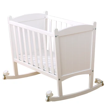 

baby bed solid wood multi-functional splicing with roller crib