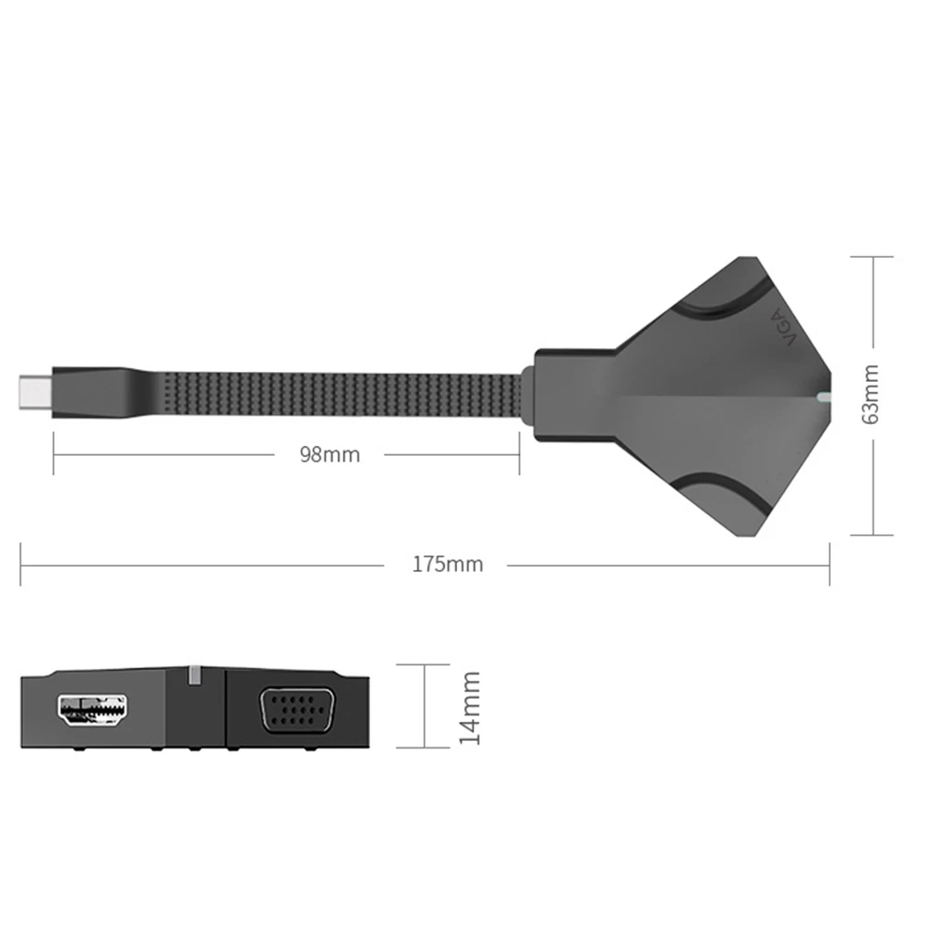 USB C type C до 4K HD VGA 3,5 мм аудио кабель-адаптер USB-C Замена шнура конвертера для Macbook HD tv ноутбука