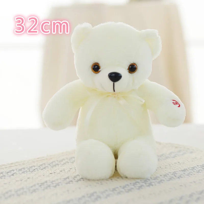32cm White Bear 50 см красочные светящиеся плюшевая собака светодиодный светильник Подушка Детские Мягкие игрушки кукла животного подарок на день рождения для ребенка - Цвет: 32cm White Bear